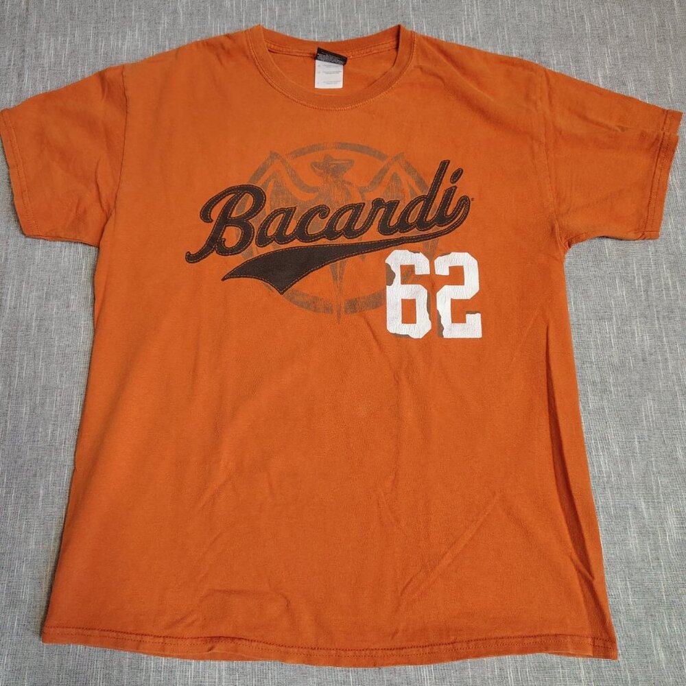 VINTAGE Bacardi‎ Promo T-Shirt Large Banner Spell Out 62